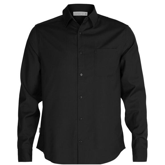 Icebreaker Tessell Merino Wool Black Shirt Long Sleeve size M Button-up New - Picture 2 of 13